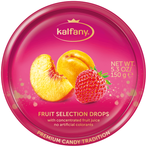 Kalfany Fruit Selection Drops Tin10x150g (5.29Oz) Product Of Germany
